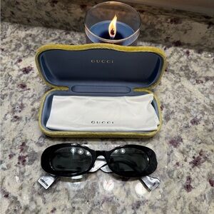 Gucci Oval Black Pearl Sunglasses